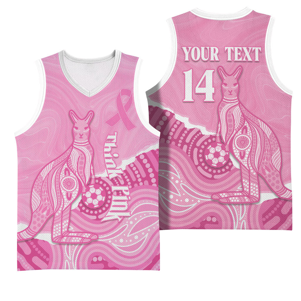 Australia Soccer Breast Cancer Custom Basketball Jersey Think Pink Aussie Opal Aboriginal Art