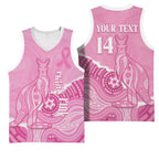 Australia Soccer Breast Cancer Custom Basketball Jersey Think Pink Aussie Opal Aboriginal Art