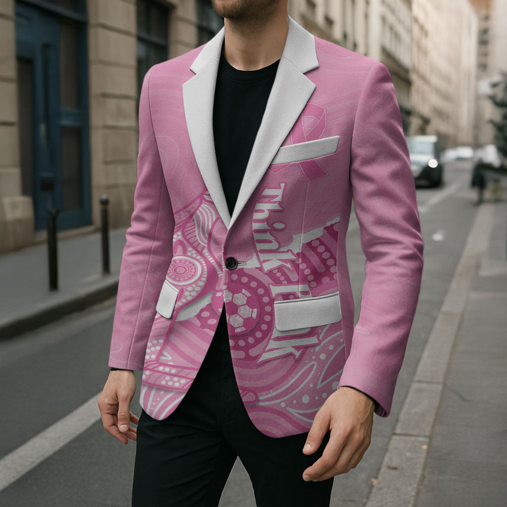 Australia Soccer Breast Cancer Custom Blazer Think Pink Aussie Opal Aboriginal Art