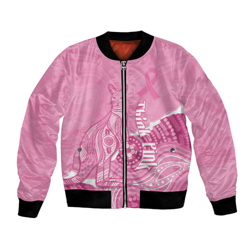 Australia Soccer Breast Cancer Custom Bomber Jacket Think Pink Aussie Opal Aboriginal Art
