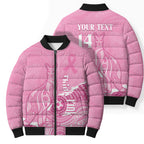 Australia Soccer Breast Cancer Custom Bomber Puffer Jacket Think Pink Aussie Opal Aboriginal Art