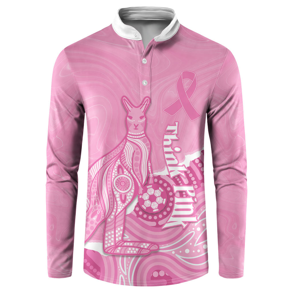 Australia Soccer Breast Cancer Custom Button Sweatshirt Think Pink Aussie Opal Aboriginal Art