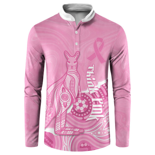 Australia Soccer Breast Cancer Custom Button Sweatshirt Think Pink Aussie Opal Aboriginal Art