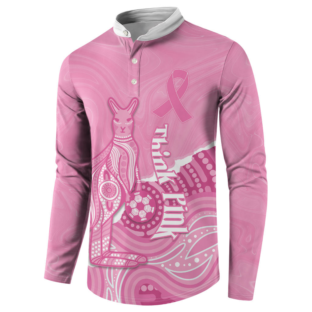 Australia Soccer Breast Cancer Custom Button Sweatshirt Think Pink Aussie Opal Aboriginal Art