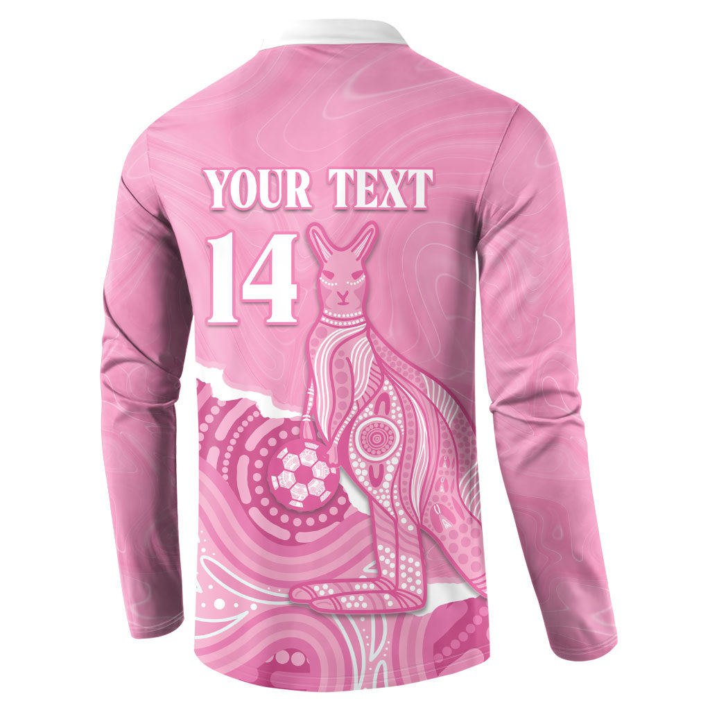 Australia Soccer Breast Cancer Custom Button Sweatshirt Think Pink Aussie Opal Aboriginal Art