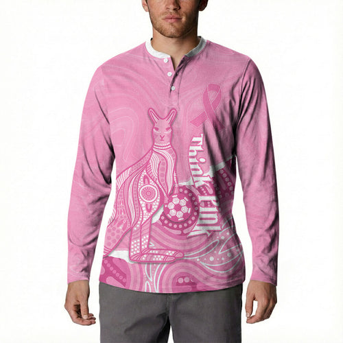 Australia Soccer Breast Cancer Custom Button Sweatshirt Think Pink Aussie Opal Aboriginal Art