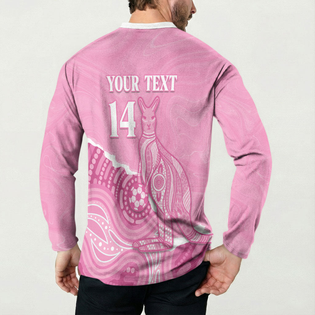 Australia Soccer Breast Cancer Custom Button Sweatshirt Think Pink Aussie Opal Aboriginal Art