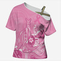 Australia Soccer Breast Cancer Custom Cross Shoulder Shirt Think Pink Aussie Opal Aboriginal Art