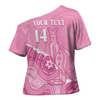Australia Soccer Breast Cancer Custom Cross Shoulder Shirt Think Pink Aussie Opal Aboriginal Art