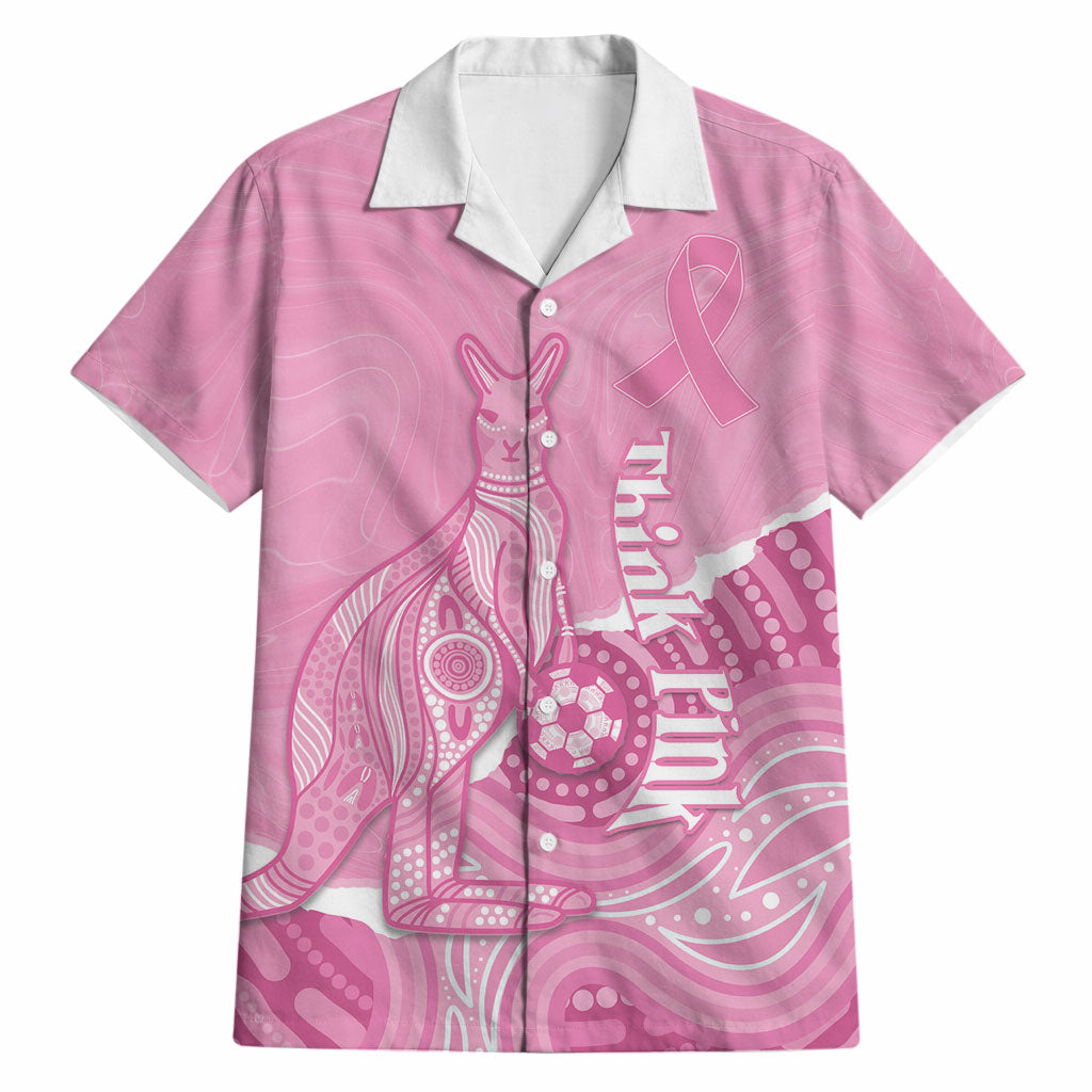 Australia Soccer Breast Cancer Custom Hawaiian Shirt Think Pink Aussie Opal Aboriginal Art