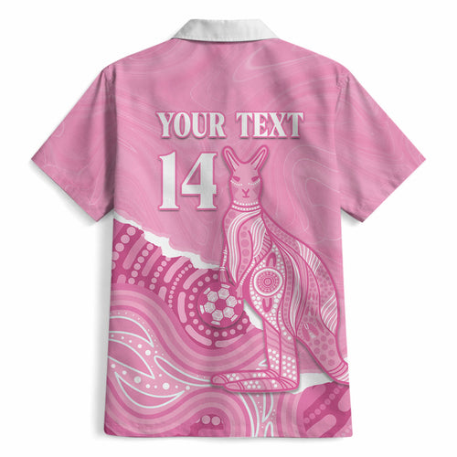 Australia Soccer Breast Cancer Custom Hawaiian Shirt Think Pink Aussie Opal Aboriginal Art
