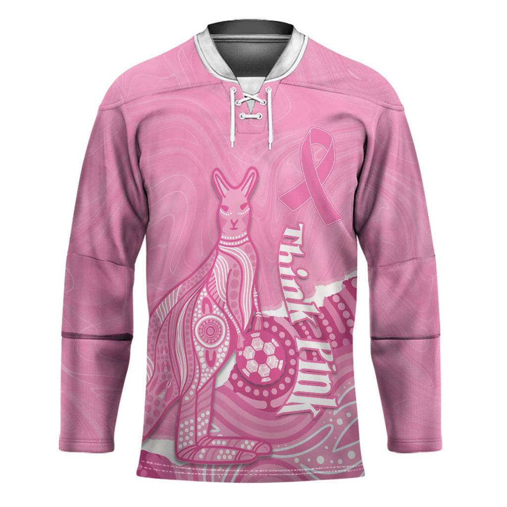 Australia Soccer Breast Cancer Custom Hockey Jersey Think Pink Aussie Opal Aboriginal Art