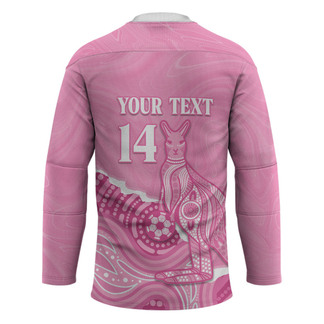 Australia Soccer Breast Cancer Custom Hockey Jersey Think Pink Aussie Opal Aboriginal Art