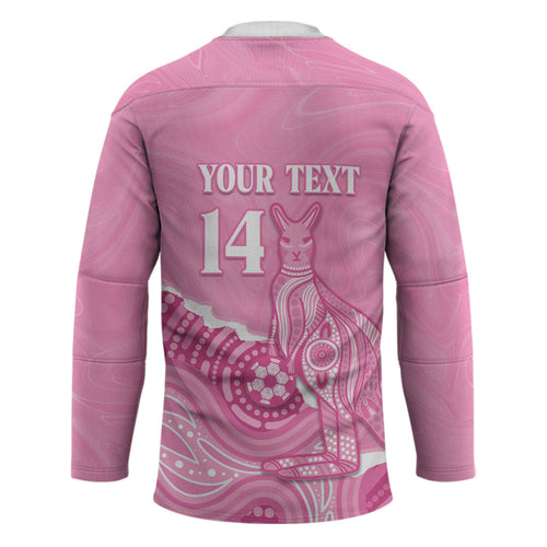 Australia Soccer Breast Cancer Custom Hockey Jersey Think Pink Aussie Opal Aboriginal Art