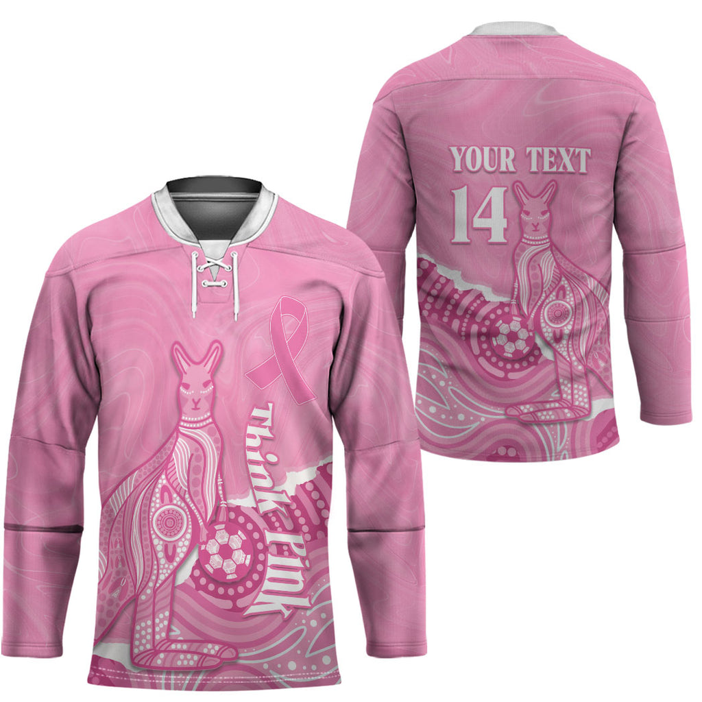 Australia Soccer Breast Cancer Custom Hockey Jersey Think Pink Aussie Opal Aboriginal Art