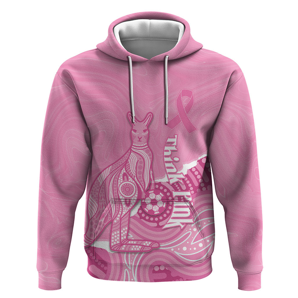 Australia Soccer Breast Cancer Custom Hoodie Think Pink Aussie Opal Aboriginal Art