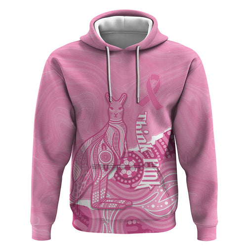 Australia Soccer Breast Cancer Custom Hoodie Think Pink Aussie Opal Aboriginal Art