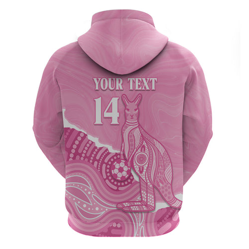 Australia Soccer Breast Cancer Custom Hoodie Think Pink Aussie Opal Aboriginal Art