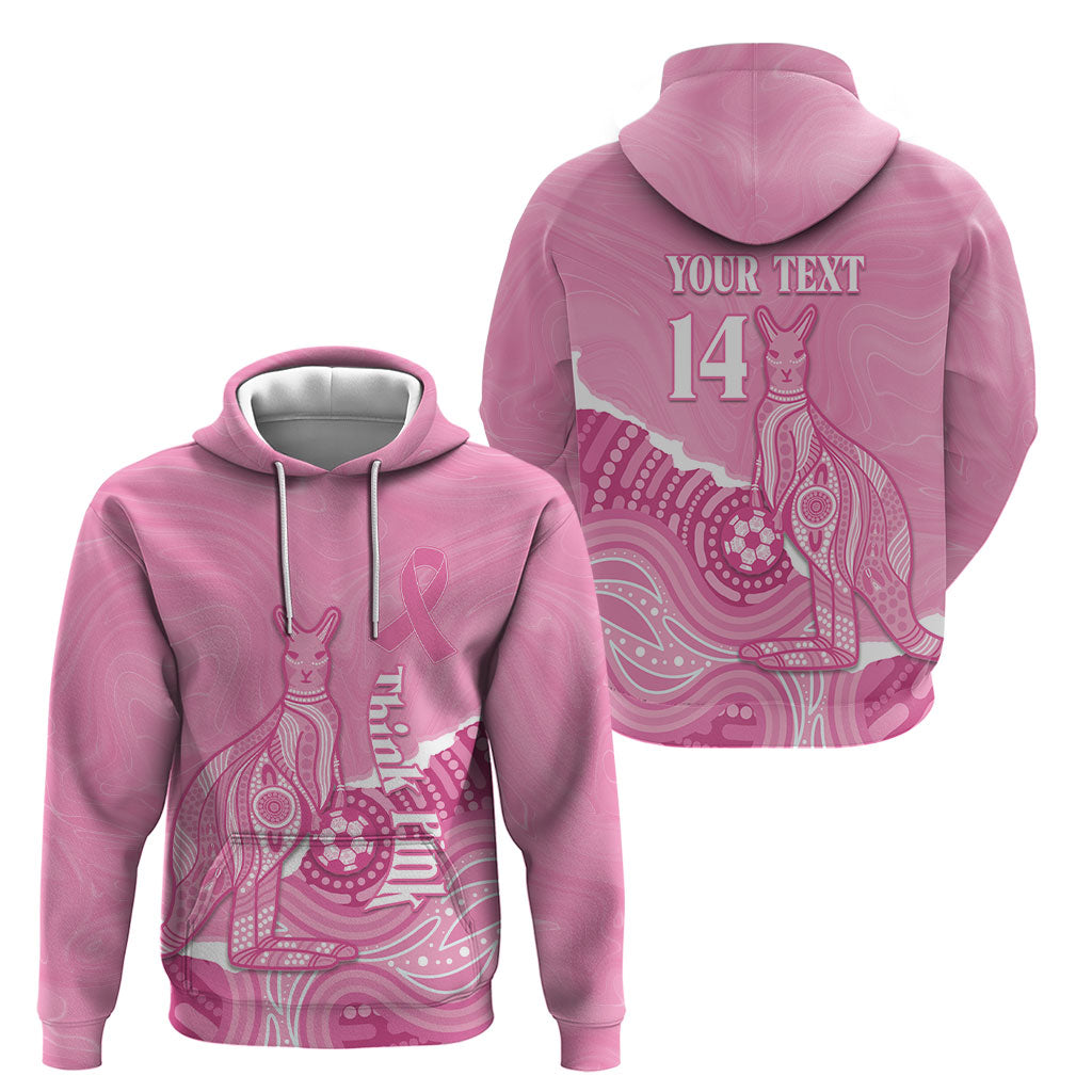 Australia Soccer Breast Cancer Custom Hoodie Think Pink Aussie Opal Aboriginal Art