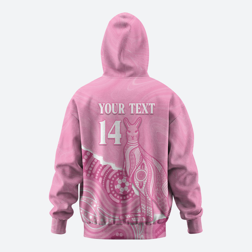 Australia Soccer Breast Cancer Custom Hoodie Think Pink Aussie Opal Aboriginal Art