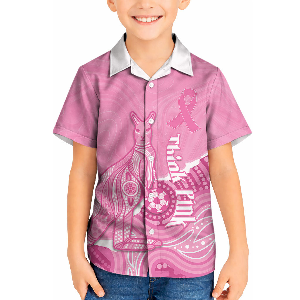Australia Soccer Breast Cancer Custom Kid Hawaiian Shirt Think Pink Aussie Opal Aboriginal Art