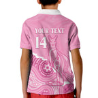 Australia Soccer Breast Cancer Custom Kid Polo Shirt Think Pink Aussie Opal Aboriginal Art