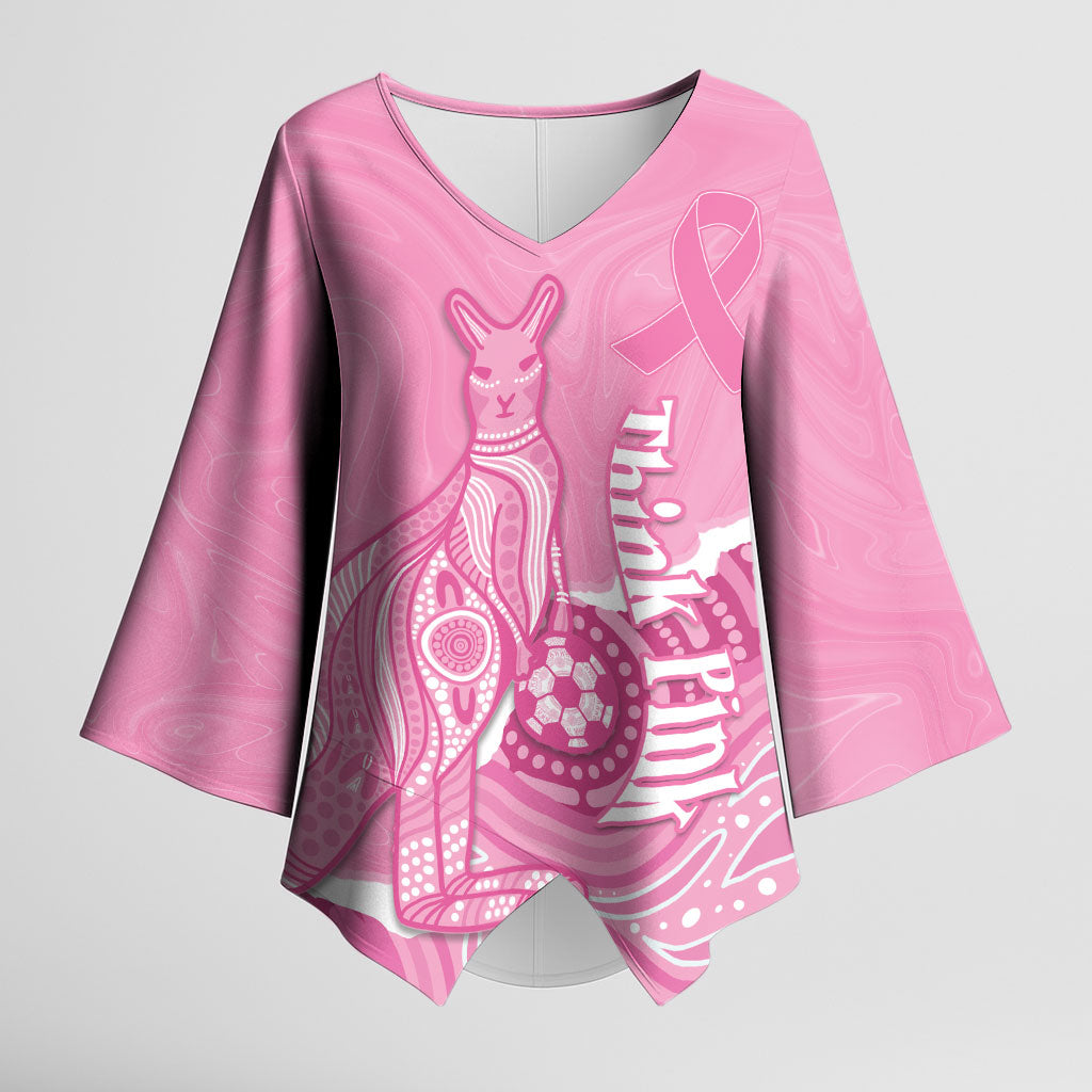 Australia Soccer Breast Cancer Custom Kimono Sleeve Blouse Think Pink Aussie Opal Aboriginal Art