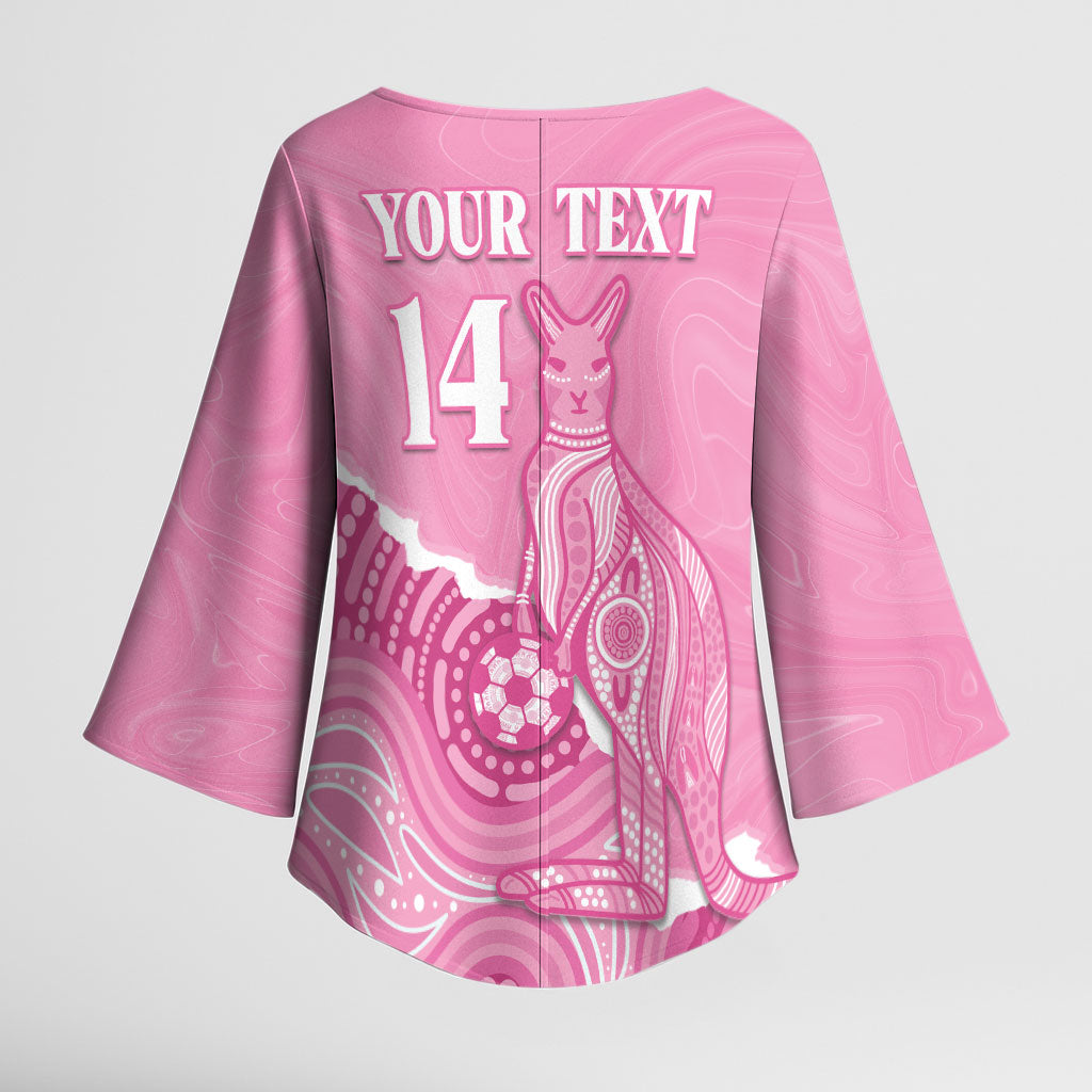 Australia Soccer Breast Cancer Custom Kimono Sleeve Blouse Think Pink Aussie Opal Aboriginal Art