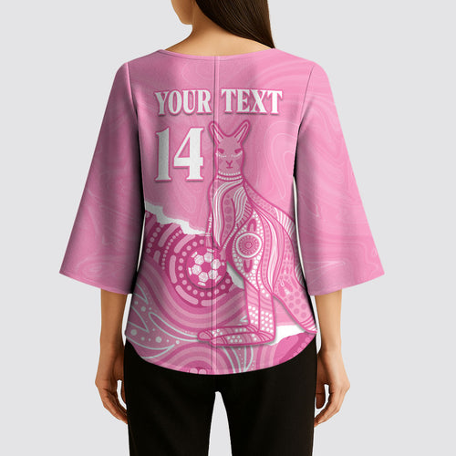 Australia Soccer Breast Cancer Custom Kimono Sleeve Blouse Think Pink Aussie Opal Aboriginal Art
