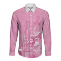 Australia Soccer Breast Cancer Custom Long Sleeve Button Shirt Think Pink Aussie Opal Aboriginal Art
