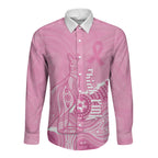Australia Soccer Breast Cancer Custom Long Sleeve Button Shirt Think Pink Aussie Opal Aboriginal Art