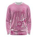Australia Soccer Breast Cancer Custom Long Sleeve Shirt Think Pink Aussie Opal Aboriginal Art