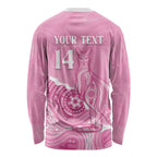 Australia Soccer Breast Cancer Custom Long Sleeve Shirt Think Pink Aussie Opal Aboriginal Art