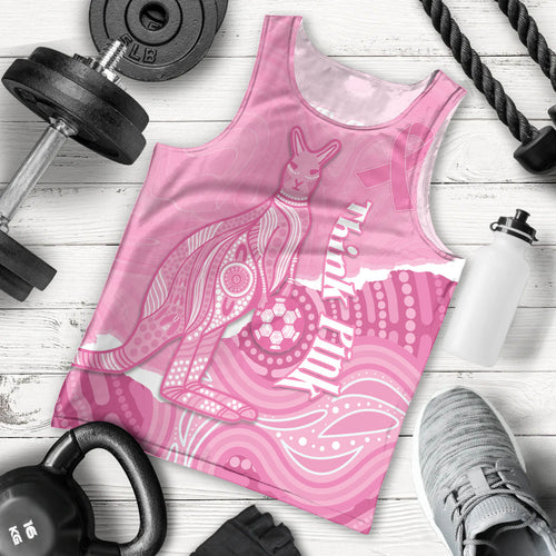 Australia Soccer Breast Cancer Custom Men Tank Top Think Pink Aussie Opal Aboriginal Art