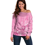 Australia Soccer Breast Cancer Custom Off Shoulder Sweater Think Pink Aussie Opal Aboriginal Art