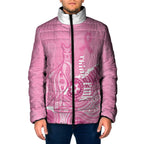 Australia Soccer Breast Cancer Custom Padded Jacket Think Pink Aussie Opal Aboriginal Art