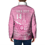 Australia Soccer Breast Cancer Custom Padded Jacket Think Pink Aussie Opal Aboriginal Art