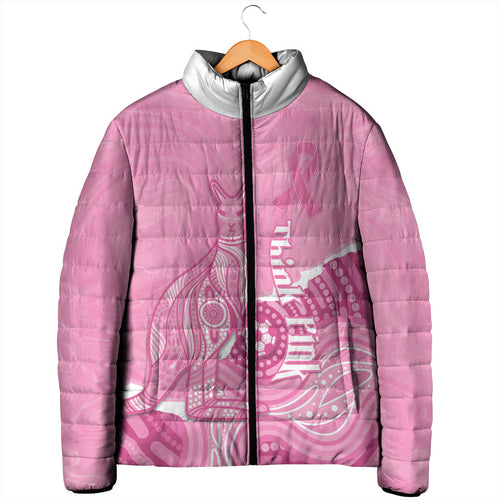 Australia Soccer Breast Cancer Custom Padded Jacket Think Pink Aussie Opal Aboriginal Art