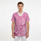 Australia Soccer Breast Cancer Custom Scrub Top Think Pink Aussie Opal Aboriginal Art
