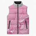 Australia Soccer Breast Cancer Custom Sleeveless Puffer Jacket Think Pink Aussie Opal Aboriginal Art
