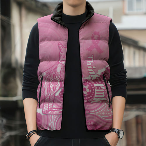Australia Soccer Breast Cancer Custom Sleeveless Puffer Jacket Think Pink Aussie Opal Aboriginal Art