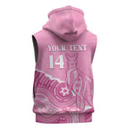 Australia Soccer Breast Cancer Custom Sleeveless Zip Hoodie Think Pink Aussie Opal Aboriginal Art