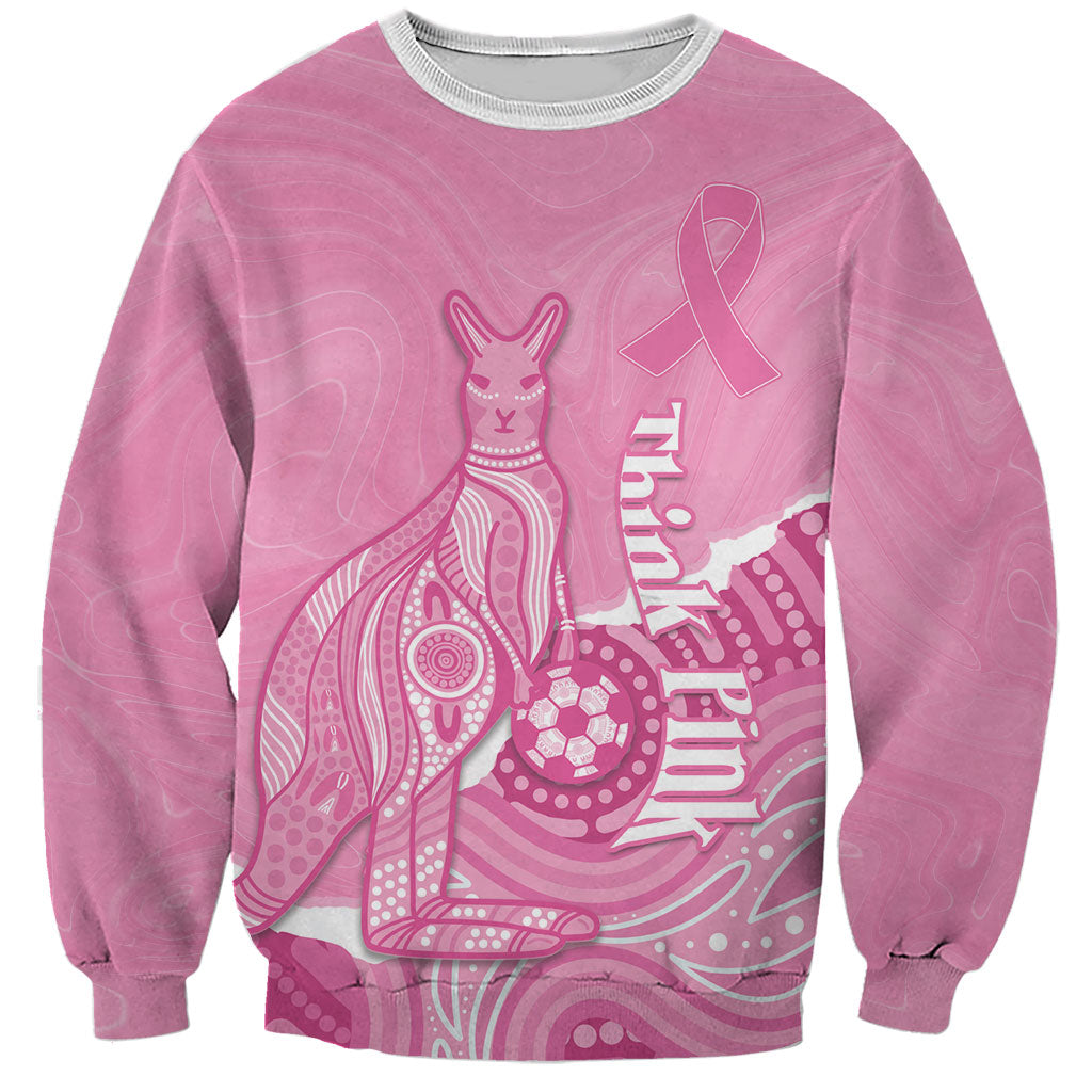 Australia Soccer Breast Cancer Custom Sweatshirt Think Pink Aussie Opal Aboriginal Art