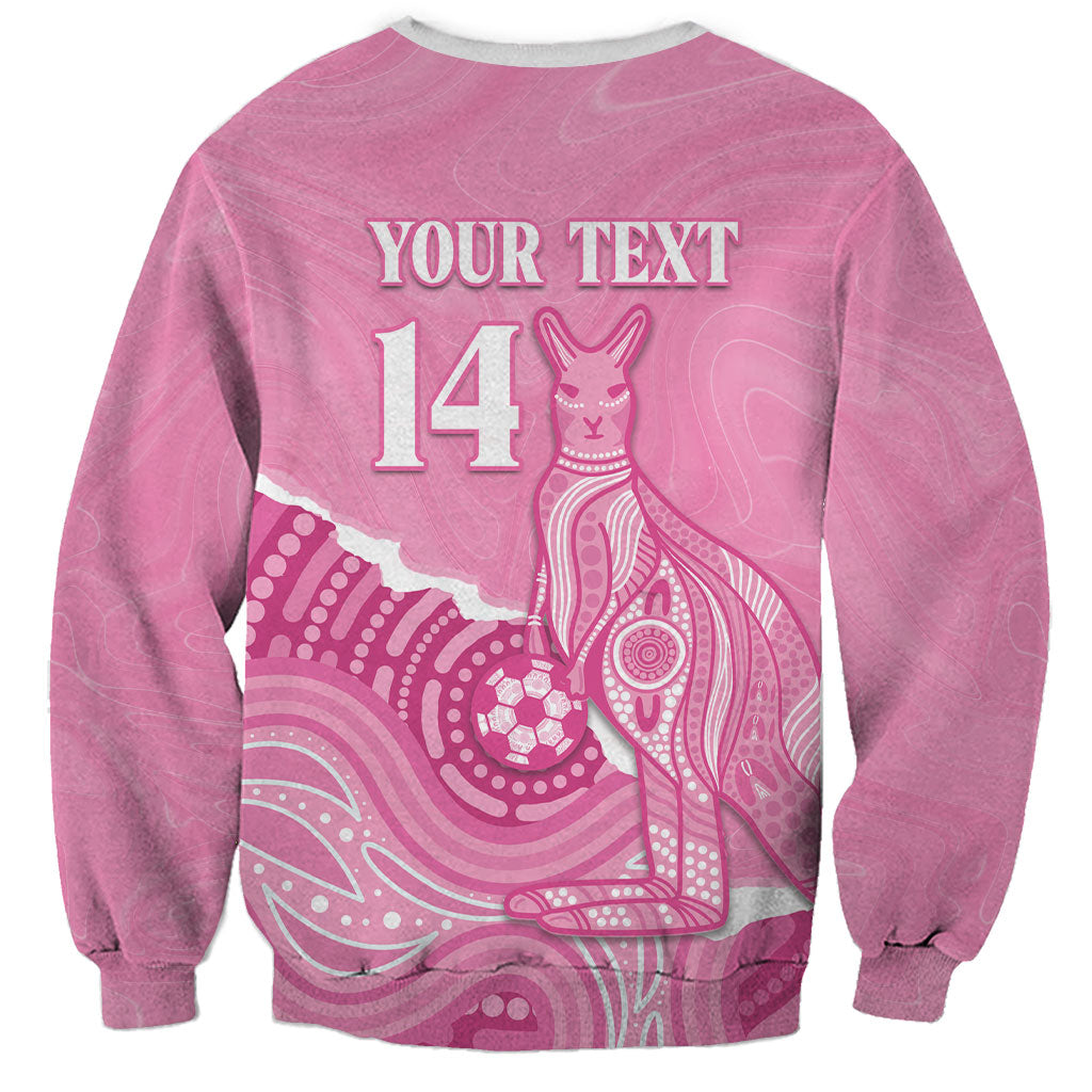 Australia Soccer Breast Cancer Custom Sweatshirt Think Pink Aussie Opal Aboriginal Art