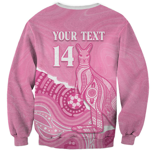 Australia Soccer Breast Cancer Custom Sweatshirt Think Pink Aussie Opal Aboriginal Art