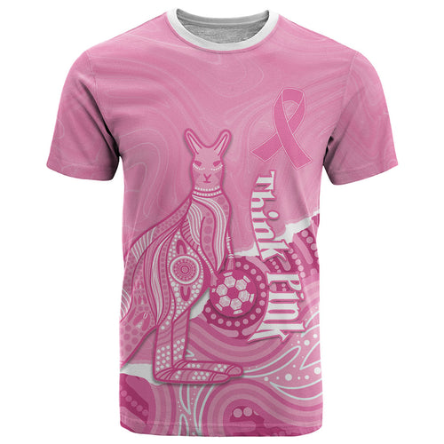Australia Soccer Breast Cancer Custom T Shirt Think Pink Aussie Opal Aboriginal Art