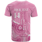 Australia Soccer Breast Cancer Custom T Shirt Think Pink Aussie Opal Aboriginal Art