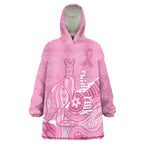 Australia Soccer Breast Cancer Custom Wearable Blanket Hoodie Think Pink Aussie Opal Aboriginal Art