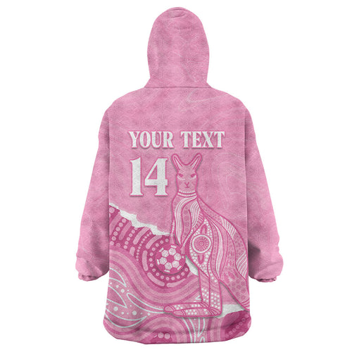 Australia Soccer Breast Cancer Custom Wearable Blanket Hoodie Think Pink Aussie Opal Aboriginal Art