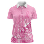 Australia Soccer Breast Cancer Custom Women Polo Shirt Think Pink Aussie Opal Aboriginal Art